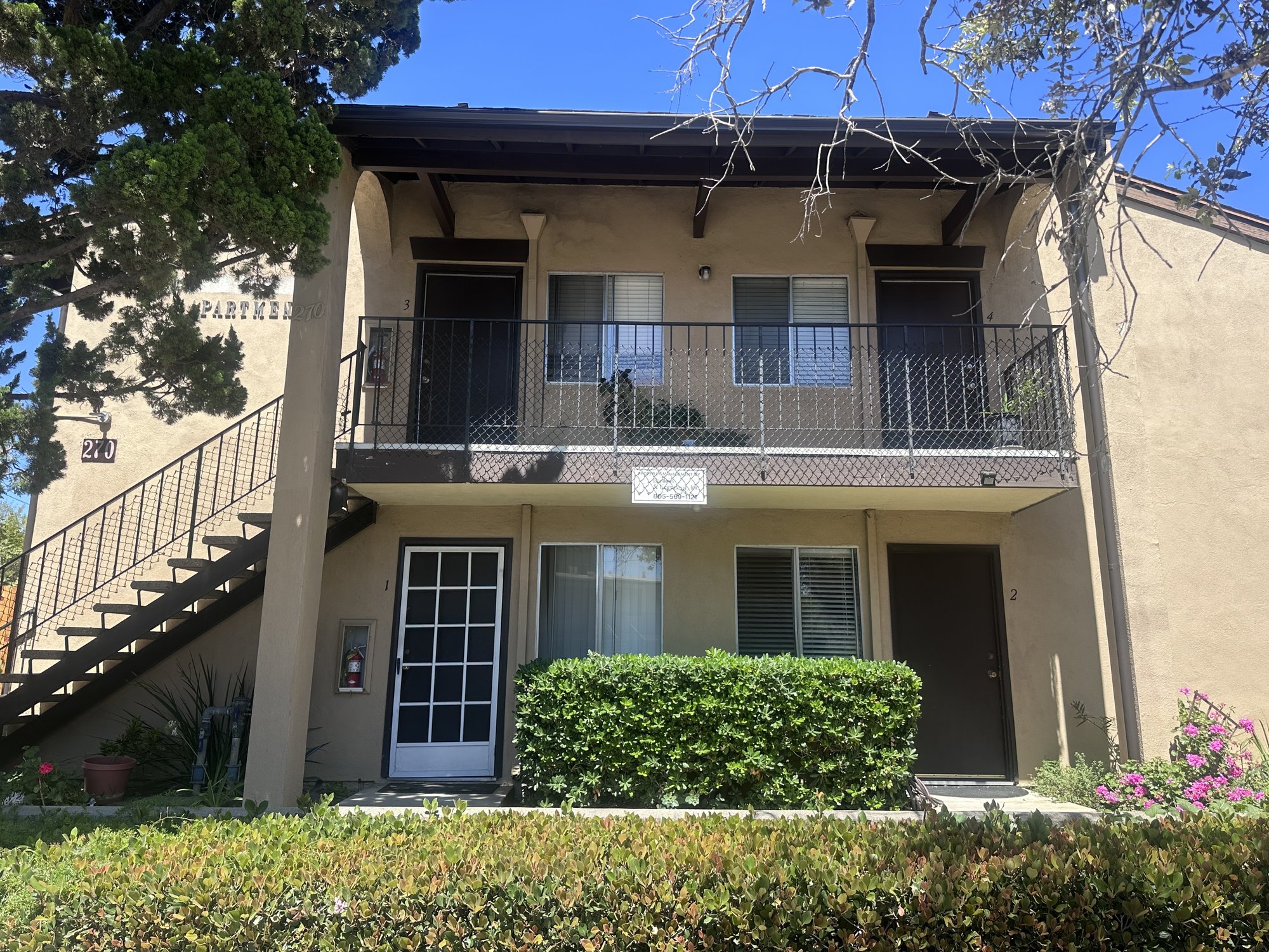 270 W Alamar Ave, front elevation of a one-bedroom unit with balcony